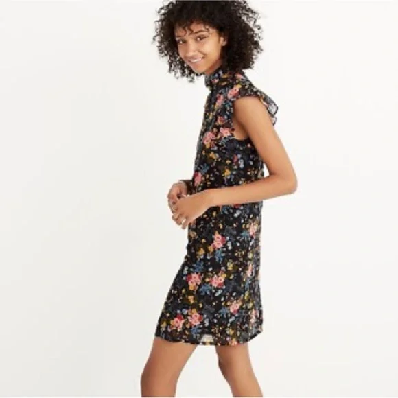 Madewell x No. 6 Floral Ruffle Silk Shift Dress - Picture 3 of 8